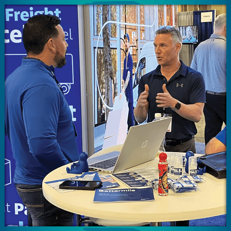 Parcel Forum attendee viewing a parcel technology demonstration