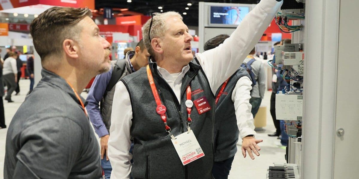 Attendees walking the Automation Fair 2025 expo show floor
