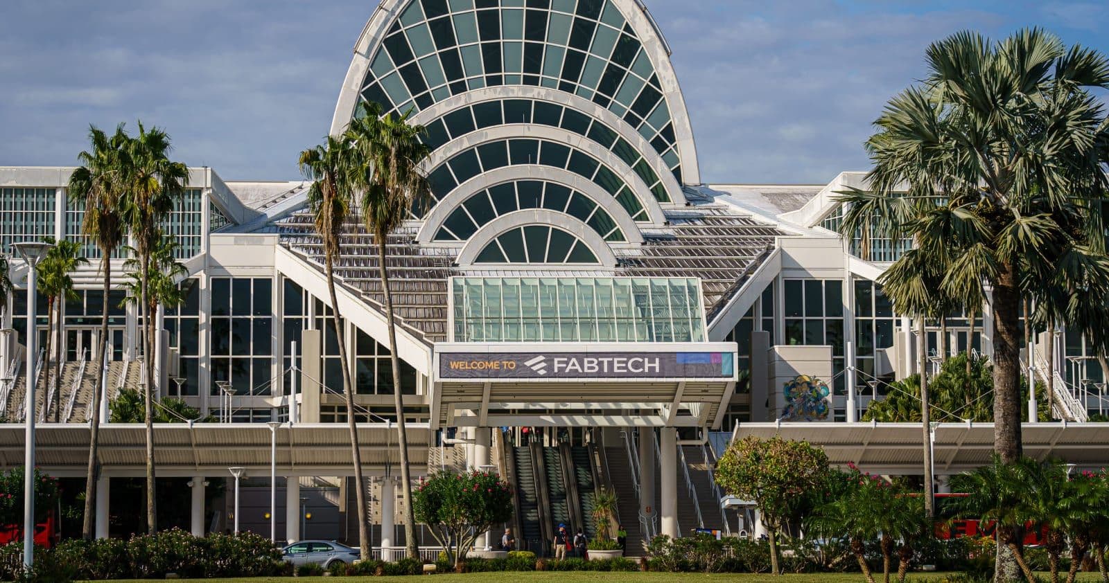 FABTECH 2024 branding across the Orange County Convention Center entrance