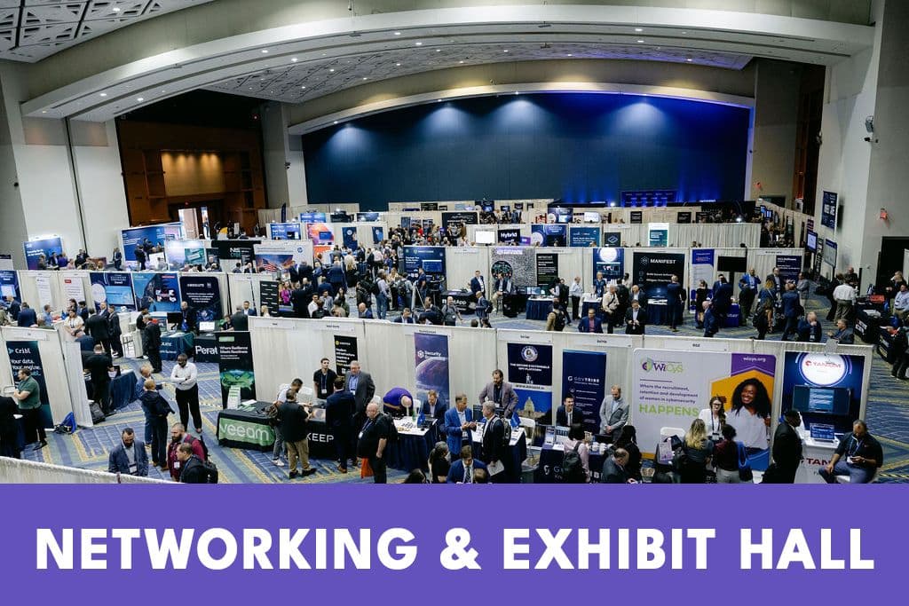Wide view of attendees and exhibitors on the Billington CyberSecurity Summit show floor