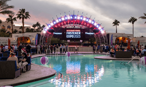International Fastener Expo welcome reception beside the pool in 2023