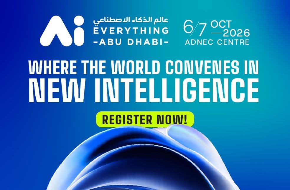 Ai Everything Abu Dhabi promo: "Where the world convenes in New Intelligence," 6–7 October 2026 at ADNEC Centre