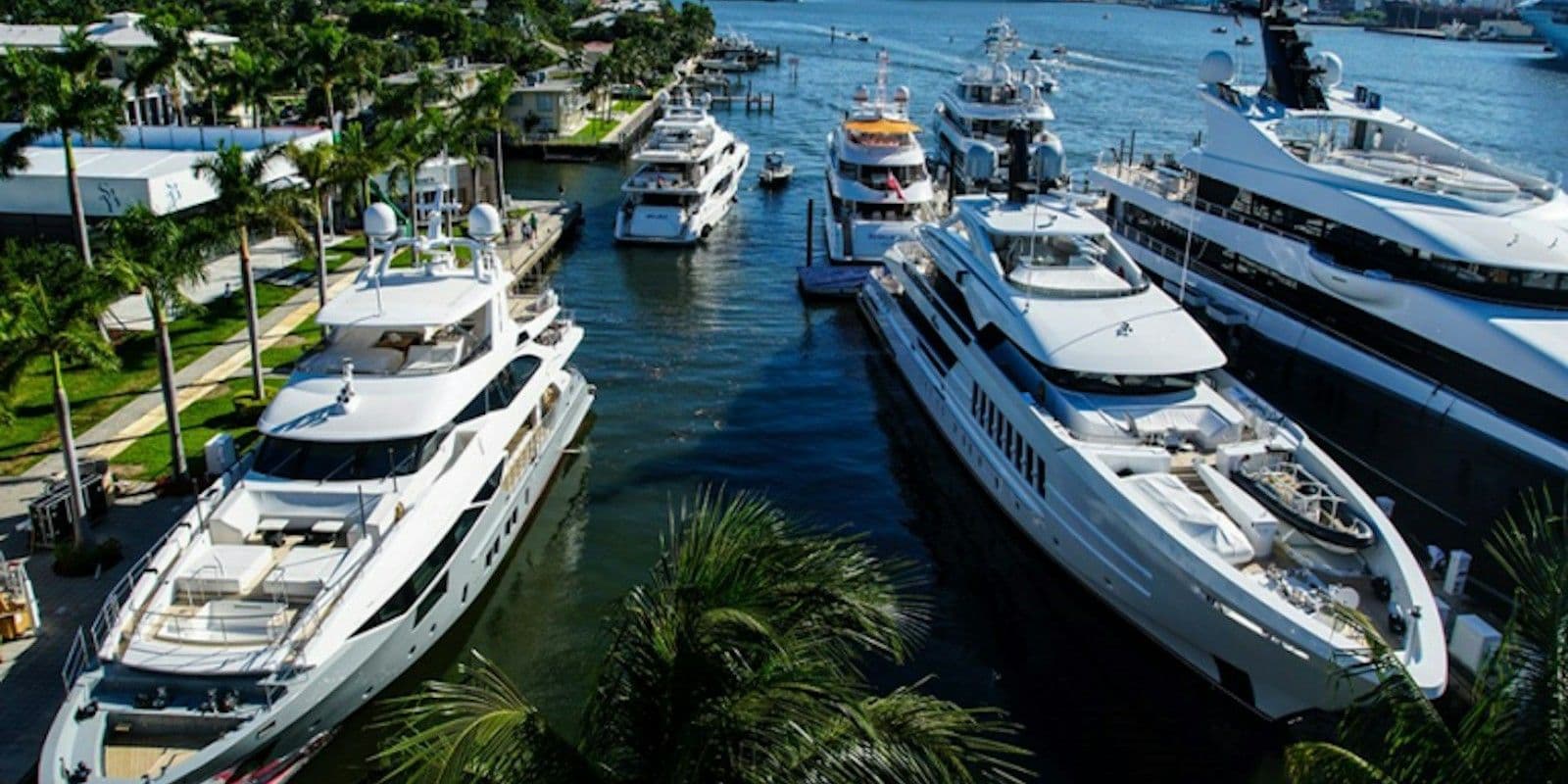 Yachts moored at Superyacht Village during the Fort Lauderdale International Boat Show