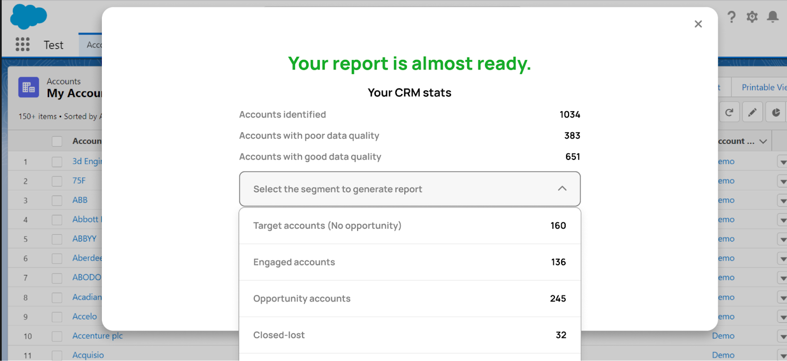 Select the segment that you wish to analyse